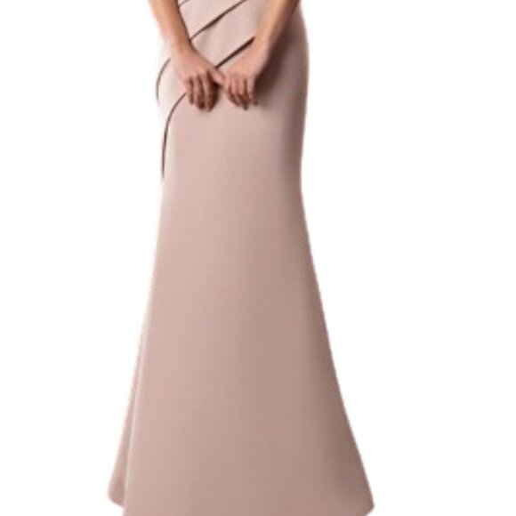 NWT Alexander by Daymor 1576 Jersey Mother of the Bride Dress Suntan Size 6 - Picture 3 of 6